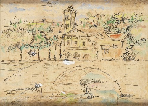 1910 - Paryż, 1994), Widok ulicy w Rzymie, 1960, Orfeo Tamburi