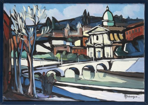 1910-1994), Widok z Lungotevere na most Principe Amedeo, Achille Sdruscia