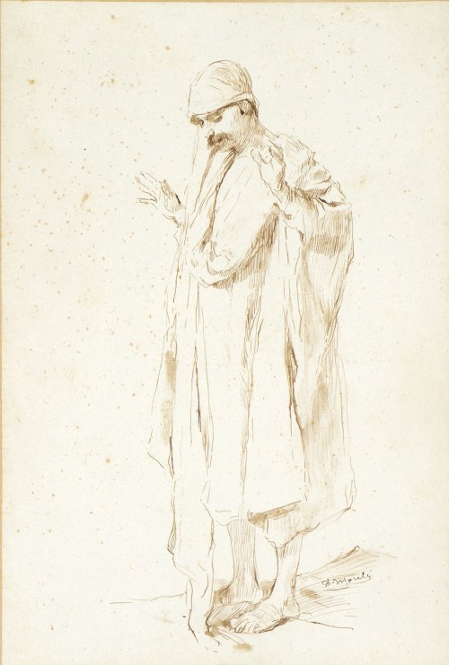 1823 - 1901), modlący się Arab, Domenico Morelli