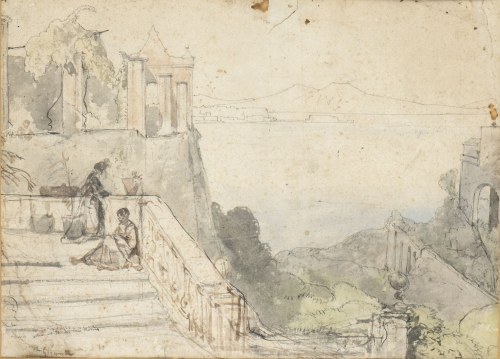 1806-1876), Pejzaż neapolitański z różnymi postaciami, Giacinto Gigante