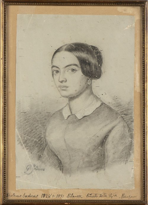 1825 - 1890), Portret damy Manzoni, Gerolamo Induno