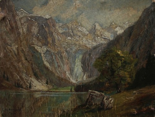 Pejzaż alpejski z jeziorem, Erwin Kettemann