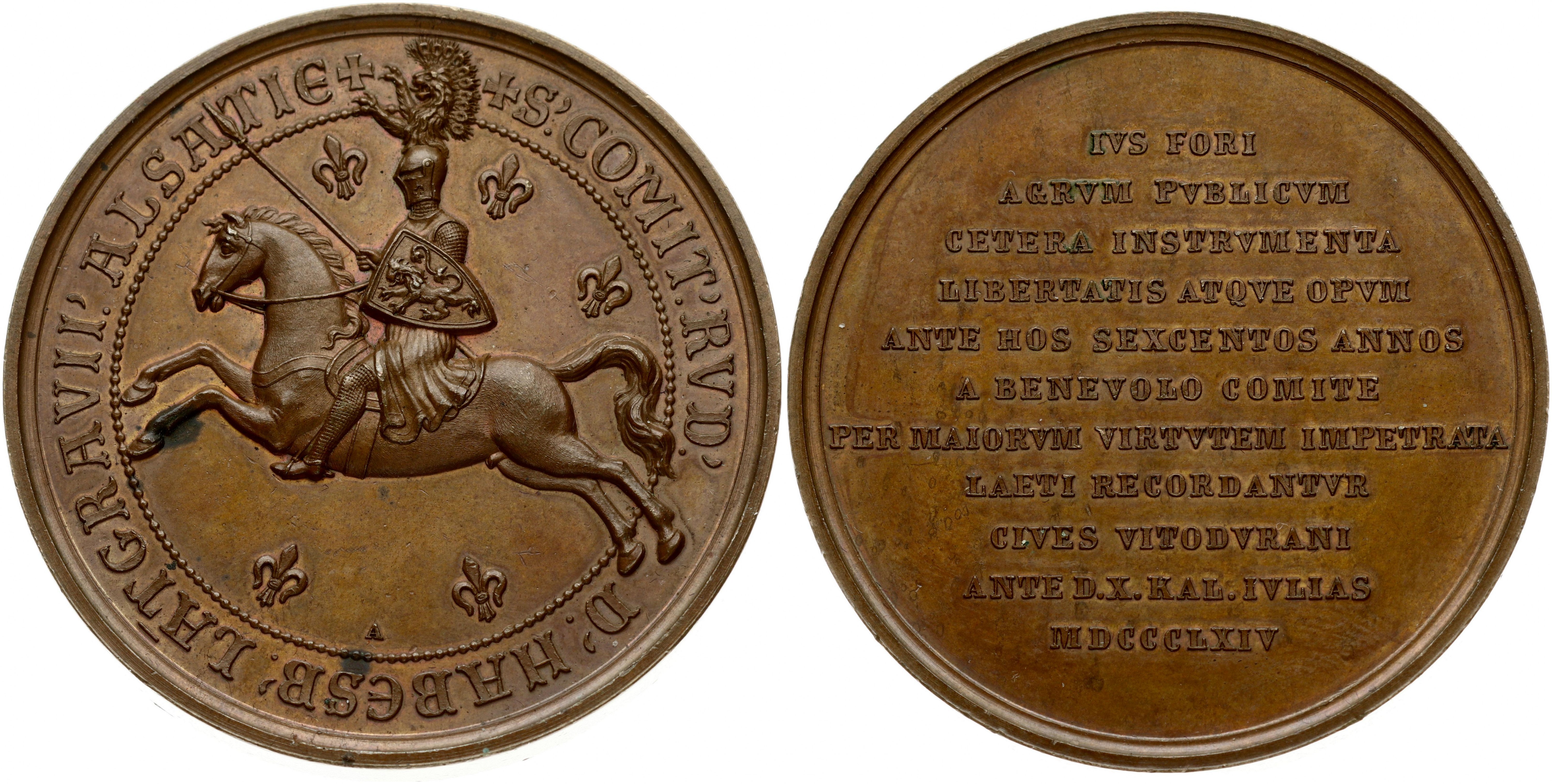 Médaille Bronze Suisse 1864 Winterthur - Chevalier, UNC, 45mm, Rare