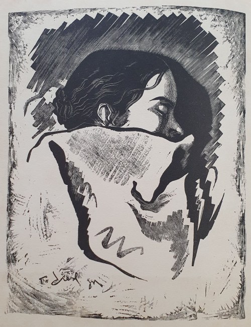 Śpiąca, drzeworyt 1935, Cieślewski Syn T.