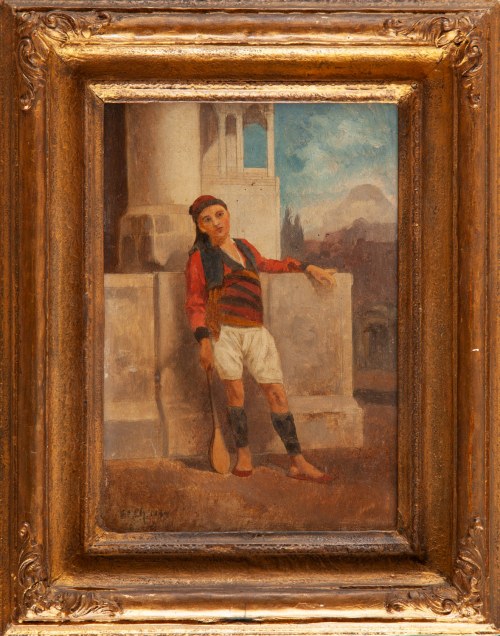 Chłopiec na tle architektury, 1884, Stanisław Chlebowski