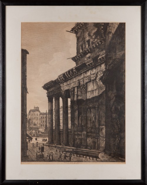 Veduta di fianco del Panteon, 1821, Luigi Rossini