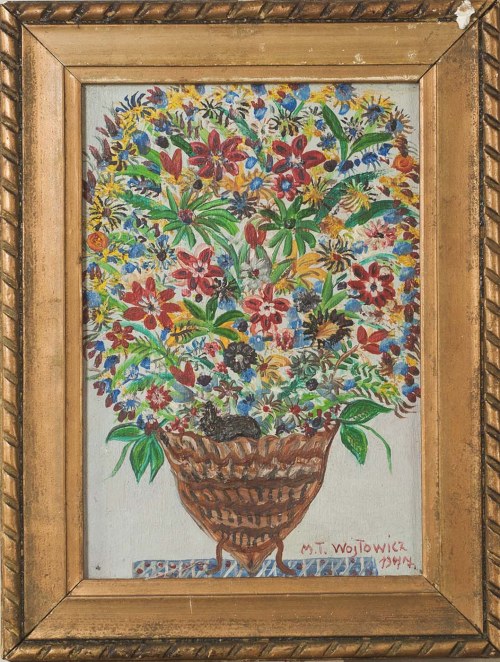 Polska, XX w. (1921 - 2004), Kwiaty w koszyczku, 1977 r., Maria Tarnawska-Wójtowicz