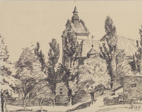 Polska, XX w. (1910 - 1998), Kościół w Żyrzynie, 1957 r., Helena Krajewska
