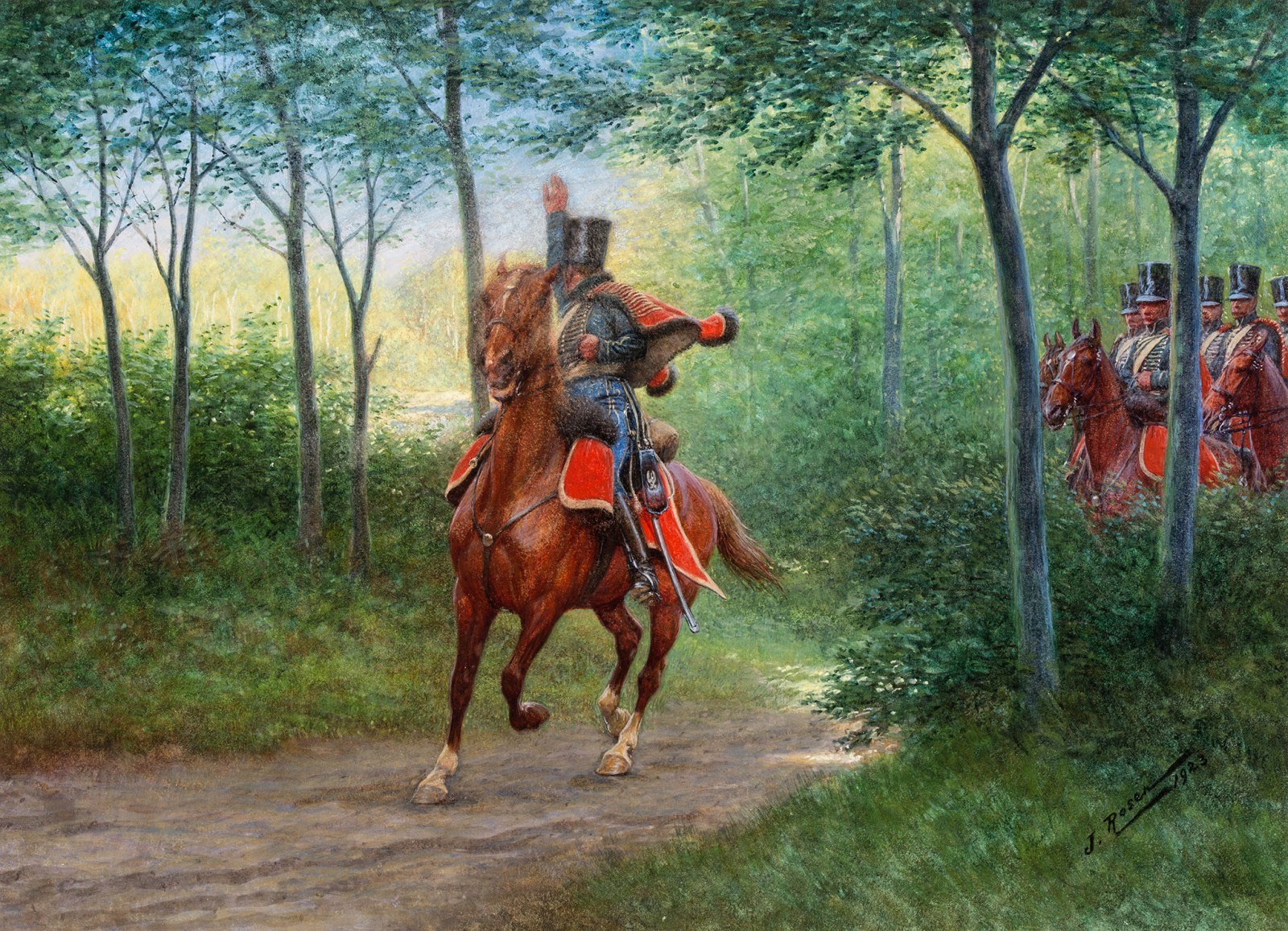 Jan ROSEN (1854-1936), Oddział huzarów napoleońskich, 1923 - Aukcja ...