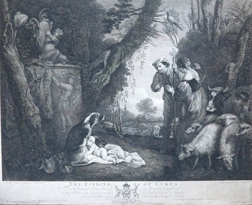 Edward Edwards (1738-1806) Rysował, John Boydell (1719-1804) Rytował, THE FINDING OF CYRUS /ZNALEZIENIE CYRUSA/, 1767, Antonio Maria Vassallo