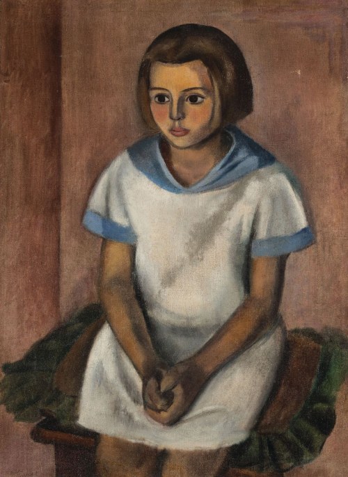DZIEWCZYNKA Z BIAŁEJ SUKIENCE, ok. 1930, Leon Dołżycki