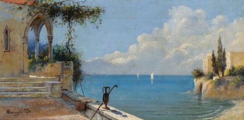 WYBRZEŻE W AMALFI, 1896, Wacław Piórczyński