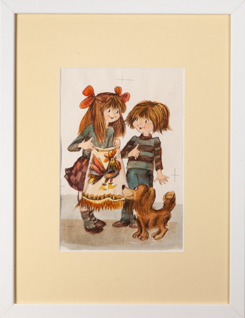 "Kukuryku na ręczniku” - ilustracja, str. 14, 1981, Julitta Karwowska-Wnuczak