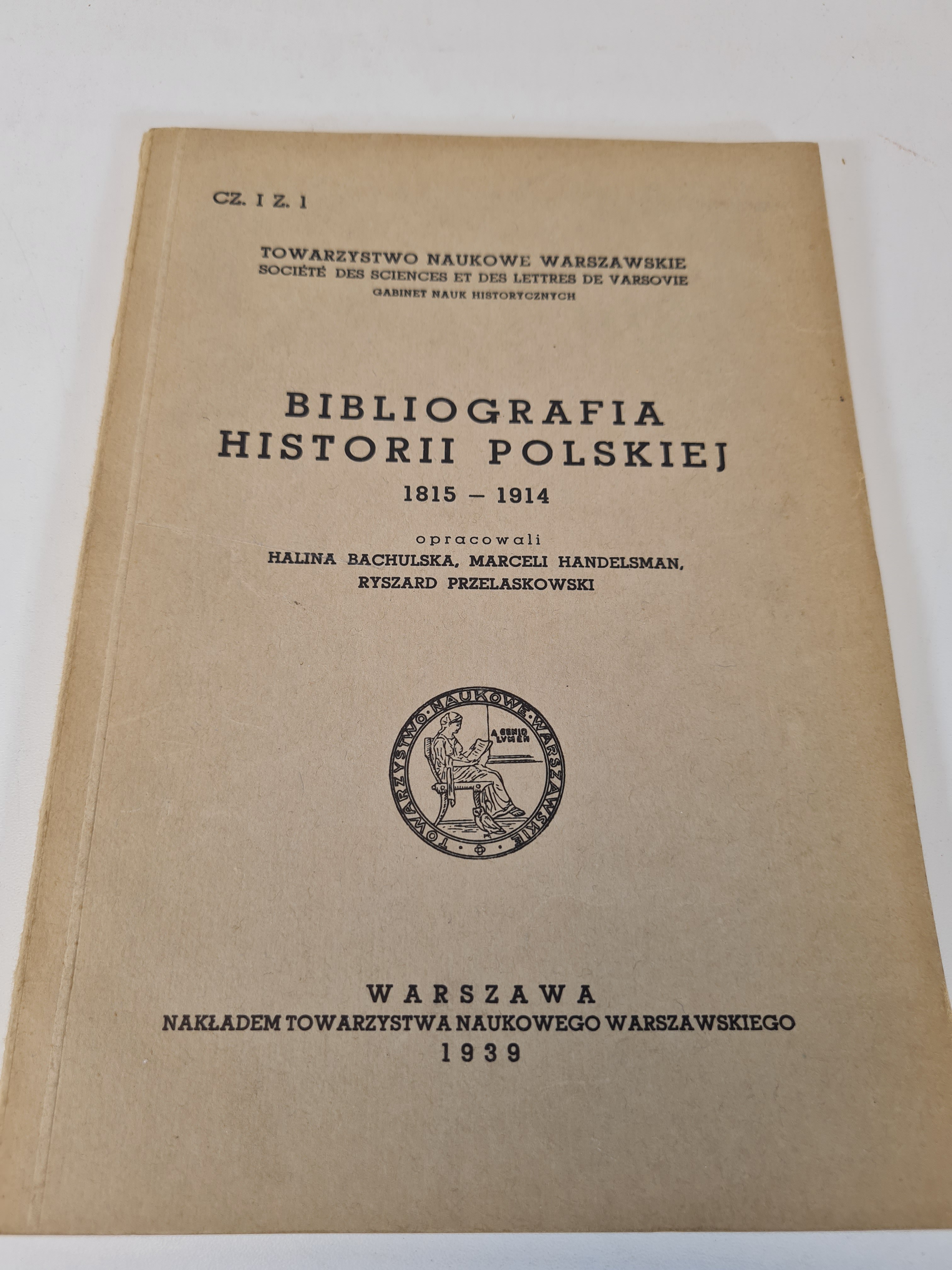 BIBLIOGRAFIA HISTORII POLSKIEJ 1815-1914 CZ. I Z. I Wyd. 1939 - Aukcja