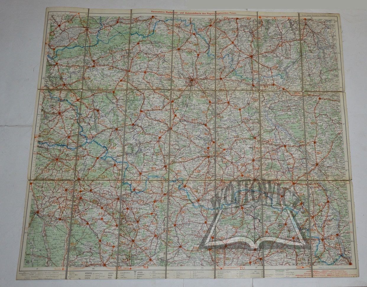 (POZNAŃ and surroundings, car map). Ravenstein's Radfahrer- und ...