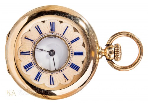 Zegarek kieszonkowy półkryty (XIX/XX w.) ze złotym łańcuszkiem, Patek Philippe