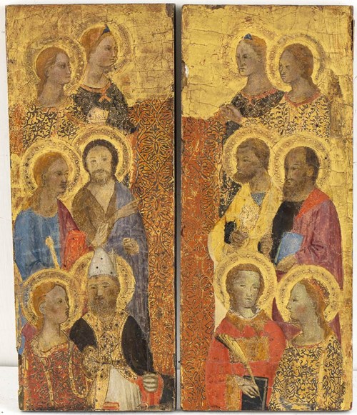 XIV WIEK, a) Grupa sześciu świętych; b) Grupa sześciu świętych. Para obrazów, Artysta Toskański