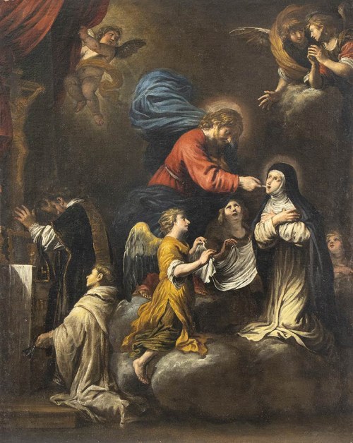 ok. 1603 - Parodi Ligure, ok. 1684), Mistyczna komunia świętej Katarzyny ze Sieny, Giovanni Battista Carlone