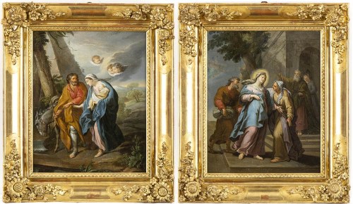 POCZĄTEK XVII WIEKU, a) Ucieczka do Egiptu; b) Nawiedzenie. Para obrazów, Szkoła Romańska
