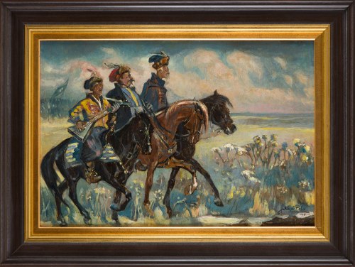 Podbipięta, Zagłoba i Rzędzian w stepie, 1913, Juliusz Pol