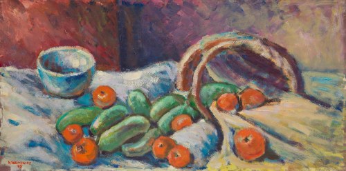 Martwa natura z pomidorami i ogórkami, 1975, Hanna Sosinowicz