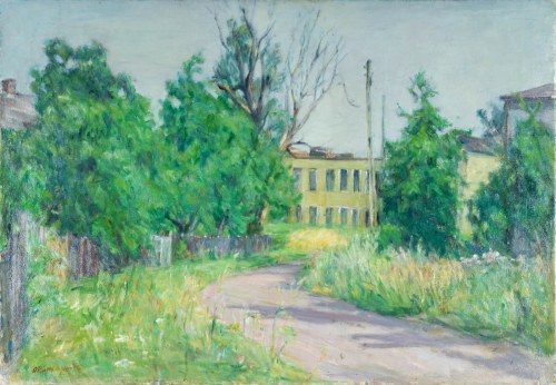 Mikołów - krajobraz z usychającym drzewem, 1994, Olgierd Bierwiaczonek