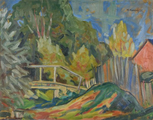 Mostek nad potokiem, 1957, Michał Kwaśny