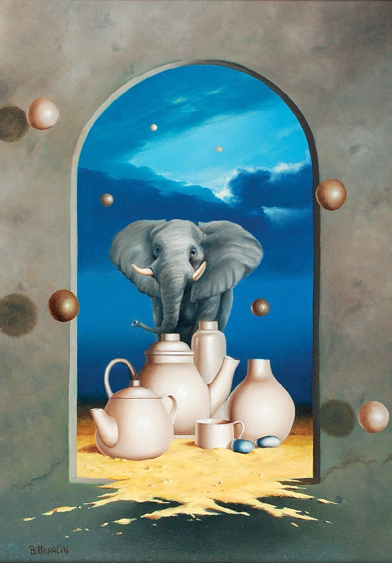 W Składzie Porcelany Było 300 Figurek Porcelanowych Słonie Stanowiły 70 Borys MICHALIK (ur. 1969), Słoń w składzie porcelany