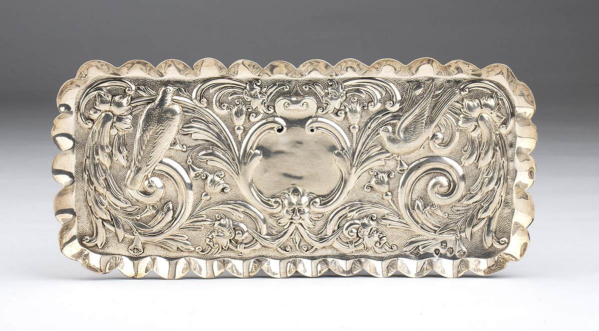 English Victorian sterling silver tray - London 1891, mark