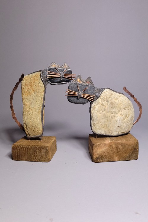 Koty kamienne - para (wys. 23 cm), Jacek Drzymała