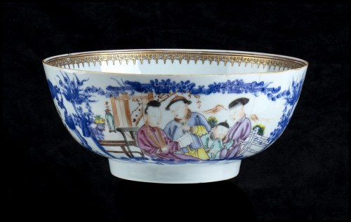 dynastia Qing, połowa XVIII wieku, DUŻA PORCELANOWA MISA "FAMILLE ROSE" Chiny