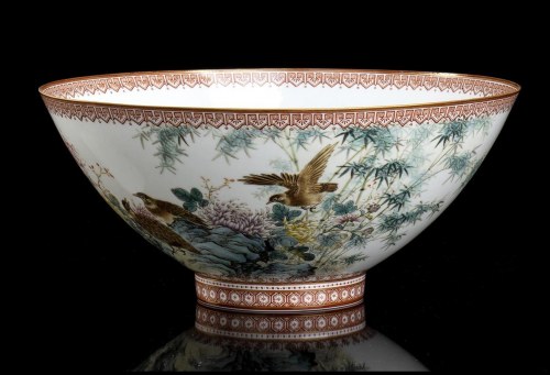 XX wiek, Duża Misa Z Porcelany Emaliowanej Polichromem Chiny