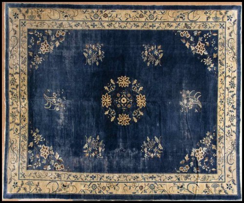 20th century, A Blue Ground Carpet With Floral Motifs Cina