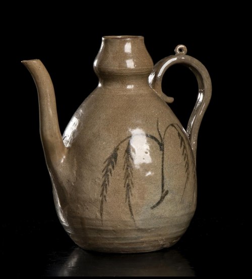 Goryeo dynasty, 13th century, A Céladon-Glazed And Iron Decorated Ceramic Ewer Korea