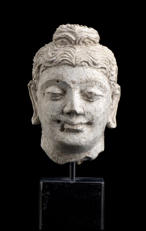 3rd-4th century, A Stucco Buddha Head Ancient Region Of Gandhara