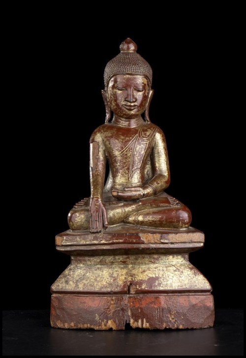 19th-20th century, A Lacquered Wood Buddha Burma