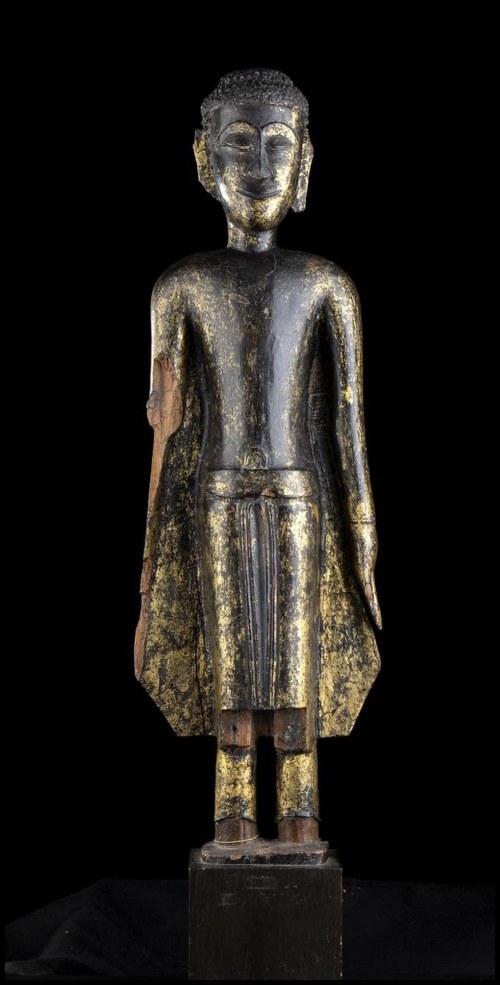 19th-20th century, A Lacquered And Gilt Wood Buddha Laos