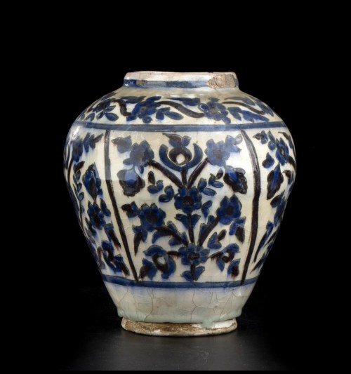 19th-20th century, A Polychrome Enamelled Glazed Ceramic Vase Iran