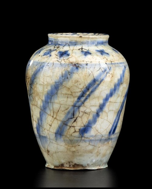 19th-20th century, An Enamelled Glazed Ceramic Vase Iran