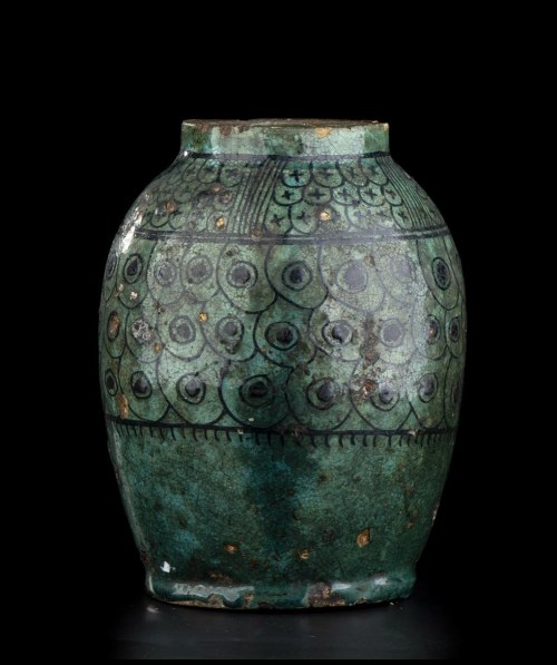 19th-20th century, An Enamelled Glazed Ceramic Vase Iran