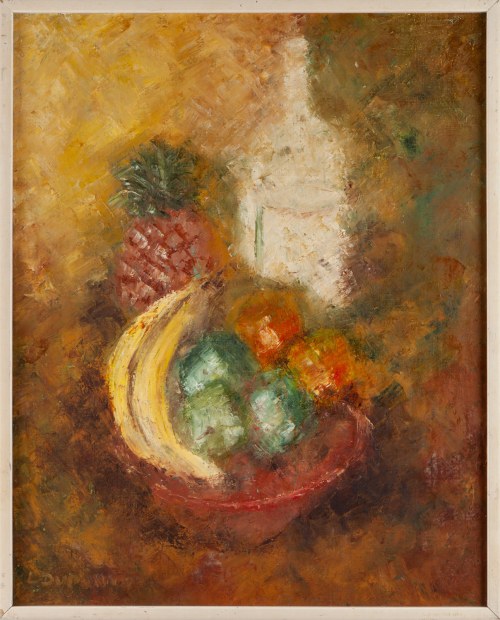 Martwa natura z butelką i owocami, 1992, Louis Dupont