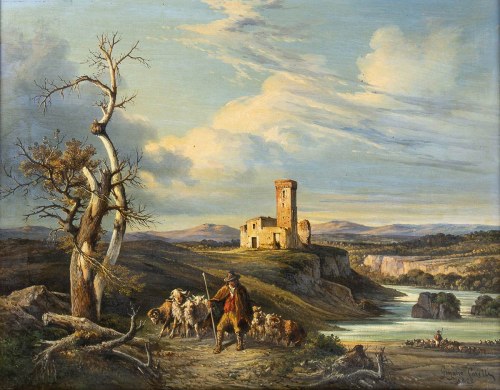 1818-1900), Pejzaż z Arce, 1875, Consalvo Carelli