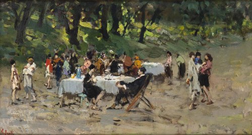 1858-1938), Piknik w lesie, Vincenzo Migliaro