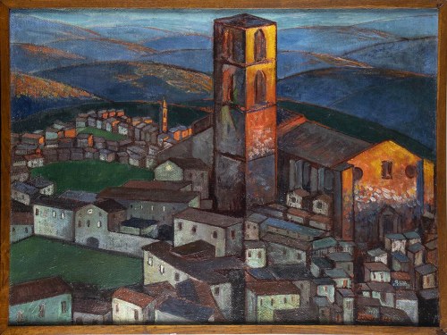 1884-1977), Widok z lotu ptaka na San Domenico w Perugii, 1921 r., Gerardo Dottori