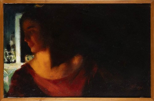 1871 - Rzym, 1958), Luce Balla portret w czerwieni, 1925, Giacomo Balla