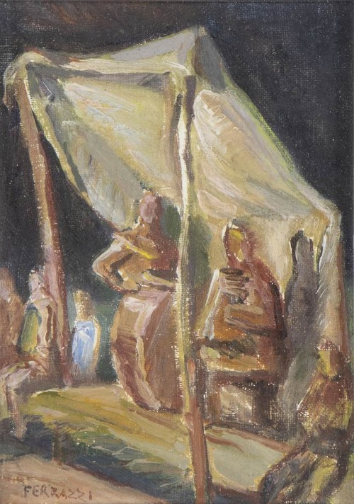 1891-1978), Postacie pod namiotami, 1958, Ferruccio Ferrazzi