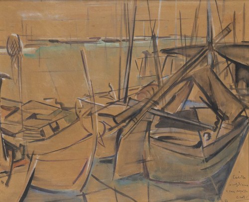 1910 - Mediolan, 2000), Łódź w porcie, 1950, Tullio Crali