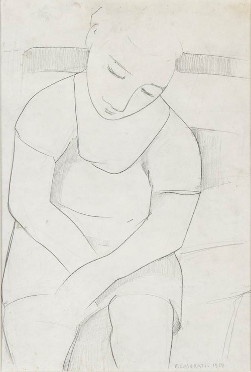 1883 - Turin, 1963), Seated woman, 1959, Felice Casorati