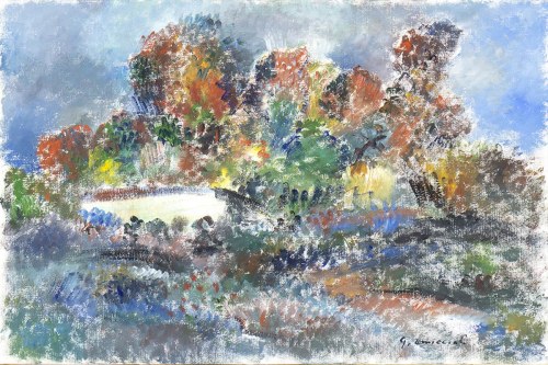 1901-1975), Pejzaż z lasem, 1962, Giovanni Omiccioli