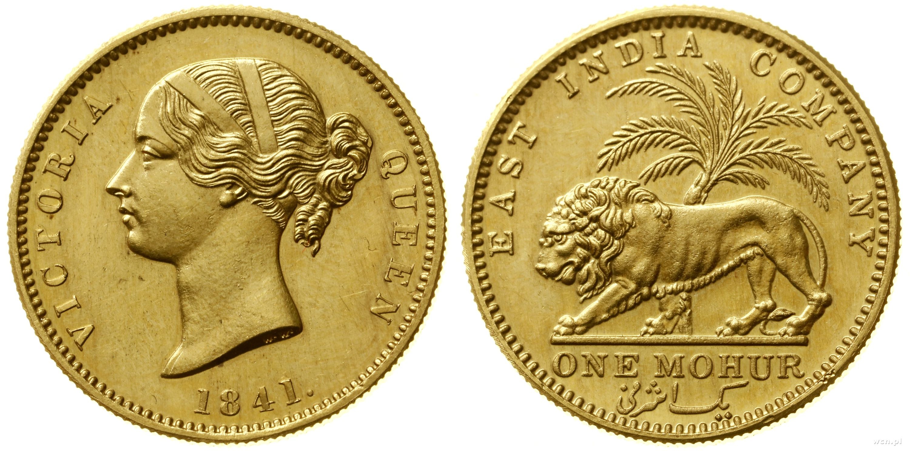 India, 1 mohur, 1841, Calcutta - Online auction / Online